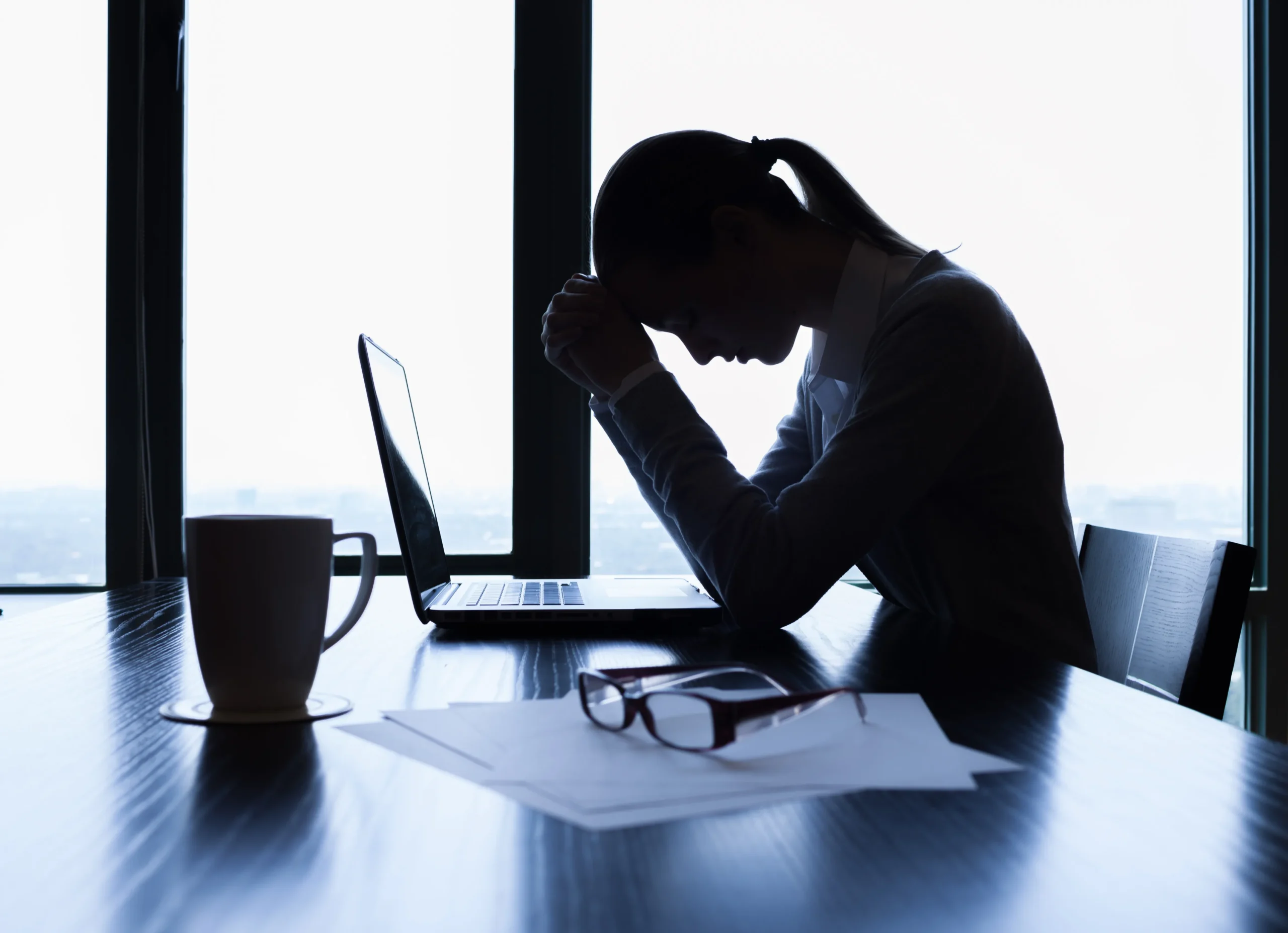 Frusturated girl sits in front of laptop | nova vitacare | Texas