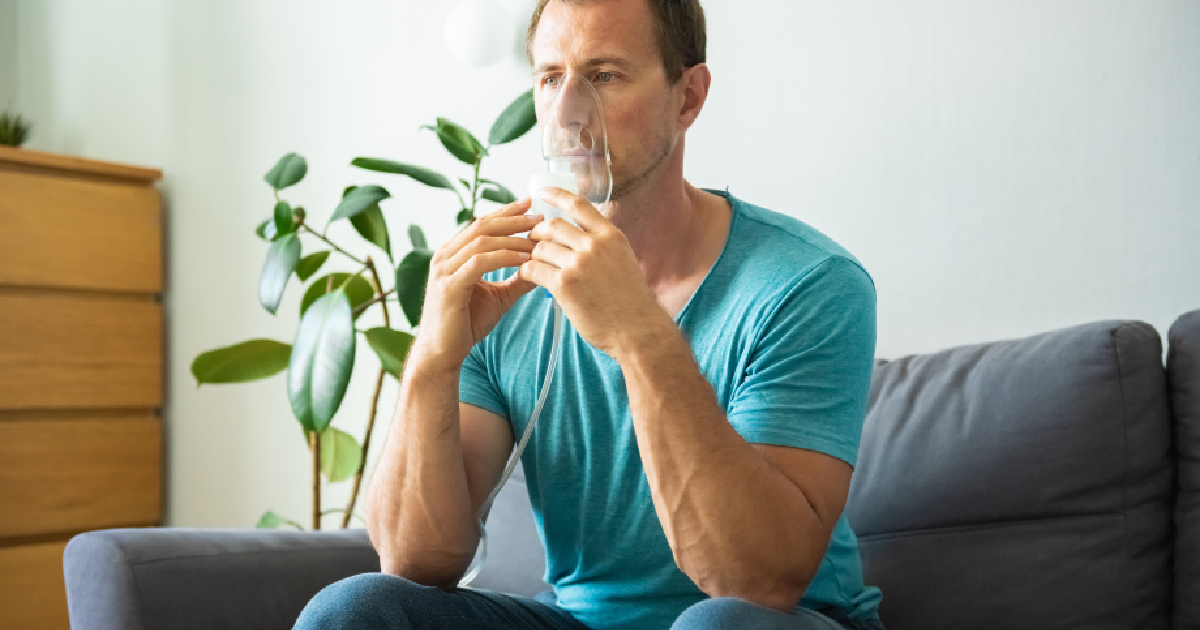 Athletic taking oxygen therapy in Cedar Park & Austin TX